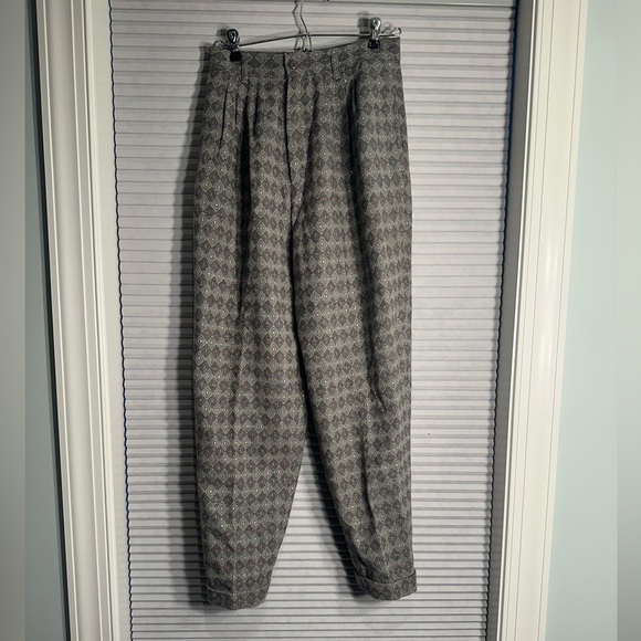 Vintage wool pants grey with red and silvered metallic thread - Picture 1 of 6